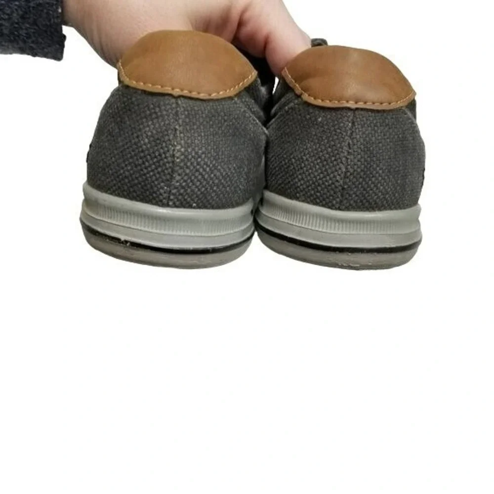 Sketchers men canvas boating shoes size 10 says black on tag but‎ is more grey